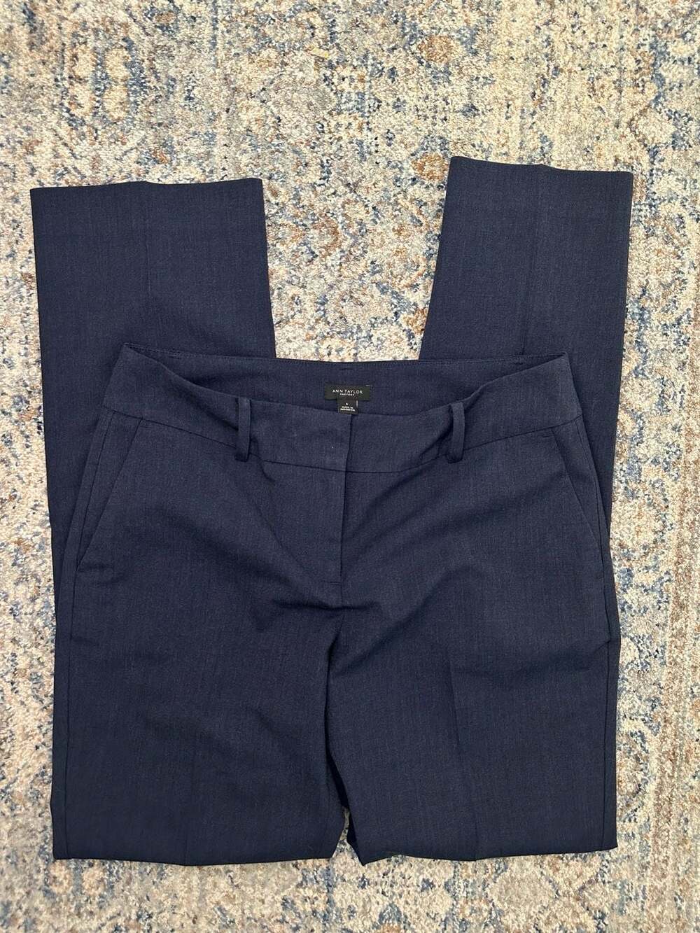 Ann Taylor Factory Navy Blue Denim-Look Dress Pants Size 0
